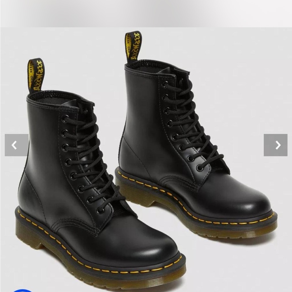 Dr. Martens 1460 Women’s Black Boots with Yellow Stitching